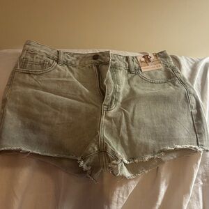 Sincerely Jules Light Green Jean Shorts